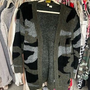 Camo cardigan from Anthropologie